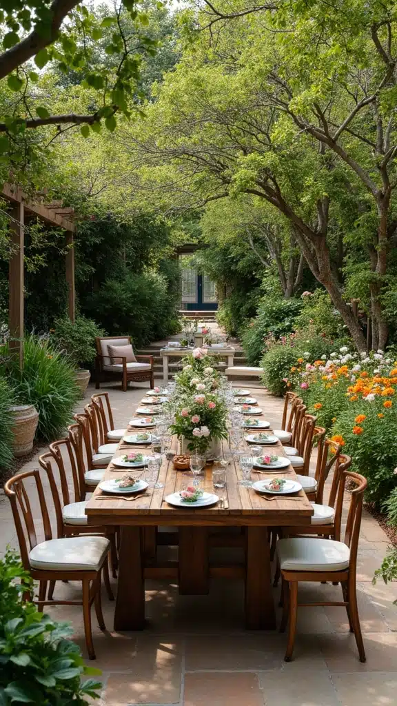 18 Outdoor Dining Spaces That Feel Like a Resort (You’ll Never Want to Leave Home!) - 7. Garden Oasis