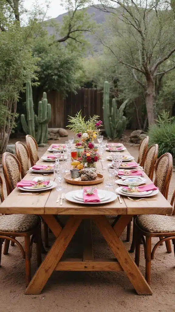 18 Outdoor Dining Spaces That Feel Like a Resort (You’ll Never Want to Leave Home!) - 9. Rustic Southwest Style