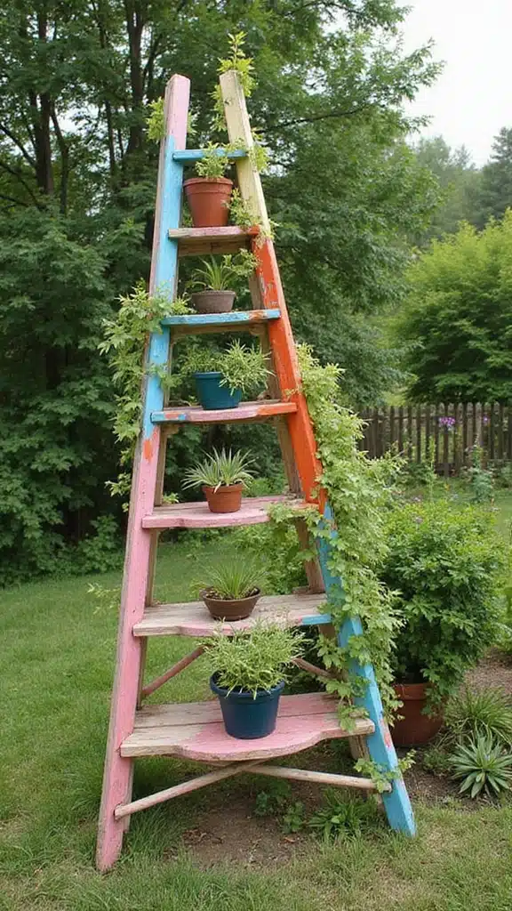 10 Easy Garden Projects: Build Arches and Trellises in Just One Weekend! - 3. Repurposed Ladder Trellis
