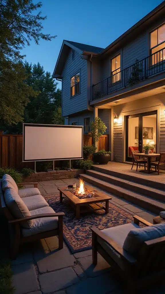 20 Dreamy Backyard Patios Perfect for Summer Nights (You'll Want to Spend Every Evening Here!) - 15. Outdoor Home Theater