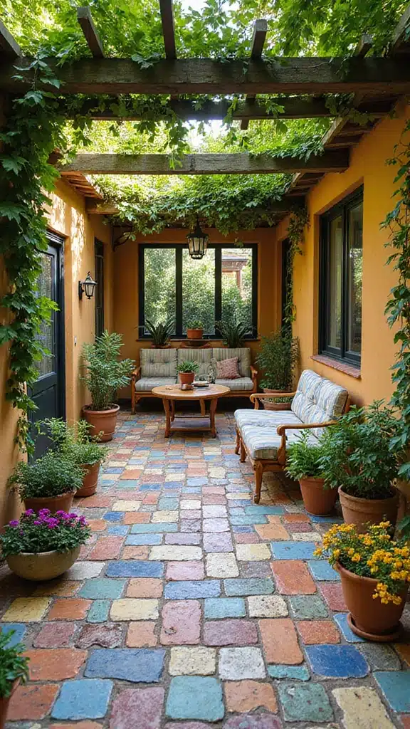 20 Dreamy Backyard Patios Perfect for Summer Nights (You'll Want to Spend Every Evening Here!) - 6. Mediterranean Vibes with Tiles