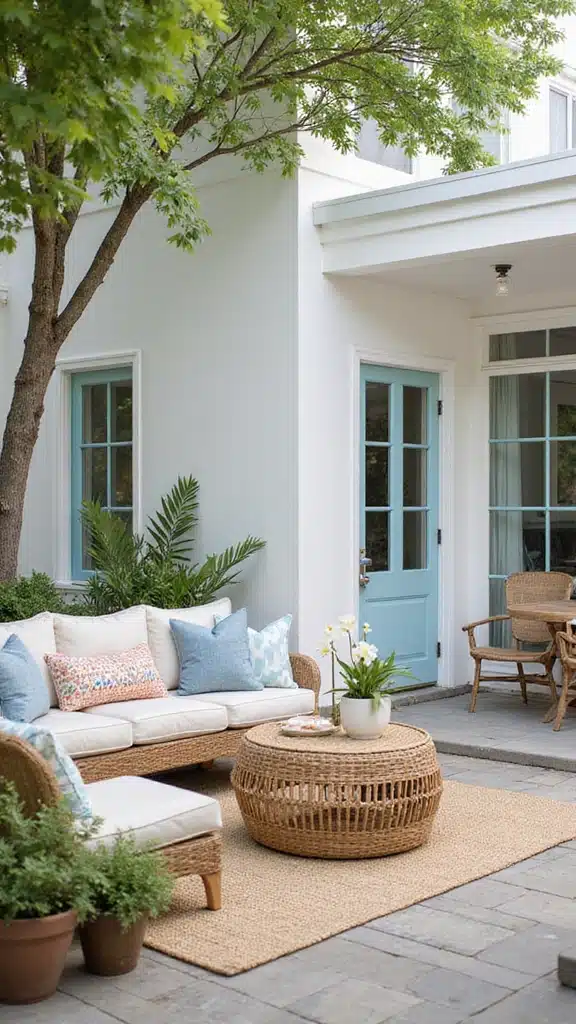 20 Dreamy Backyard Patios Perfect for Summer Nights (You'll Want to Spend Every Evening Here!) - 17. Coastal Escape with Beachy Decor