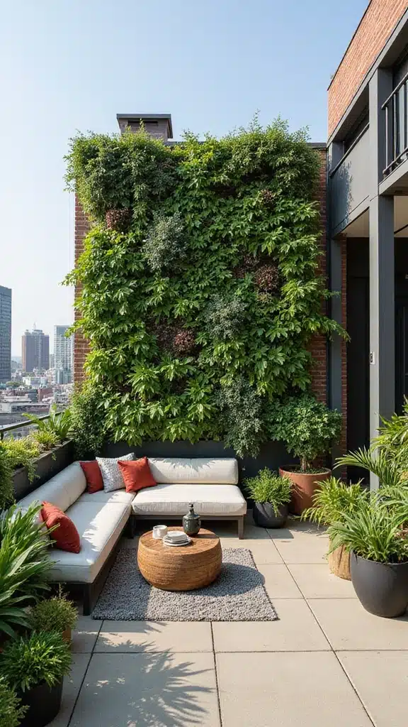 18 Rooftop Patio Designs with Greenery That Will Turn Your Space into an Urban Retreat! - 1. Lush Vertical Gardens
