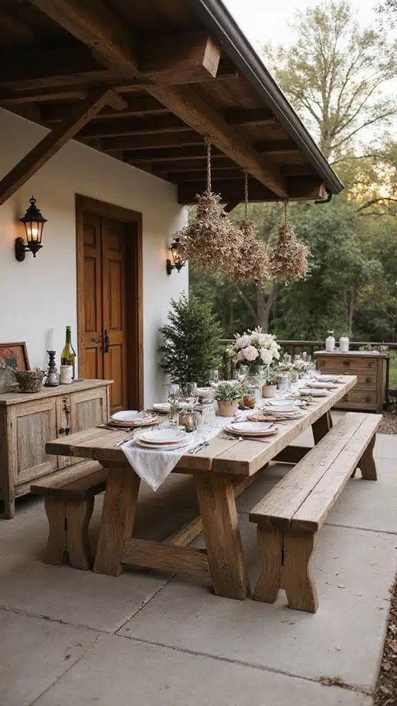 20 Dreamy Backyard Patios Perfect for Summer Nights (You'll Want to Spend Every Evening Here!) - 13. Rustic Farmhouse Style