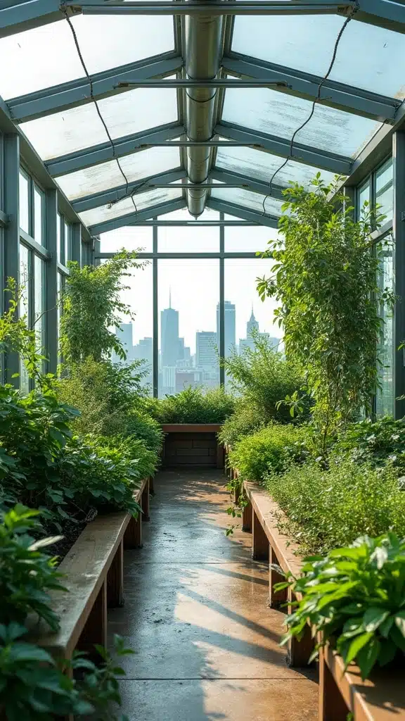 18 Rooftop Patio Designs with Greenery That Will Turn Your Space into an Urban Retreat! - 3. Greenhouse Oasis