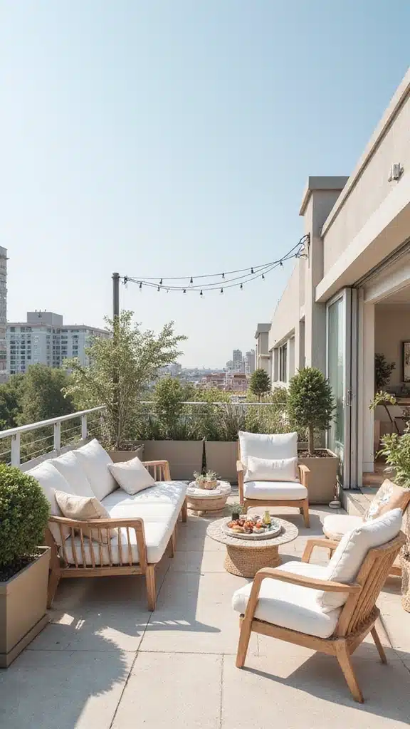 18 Rooftop Patio Designs with Greenery That Will Turn Your Space into an Urban Retreat! - 15. Light and Airy Aesthetics