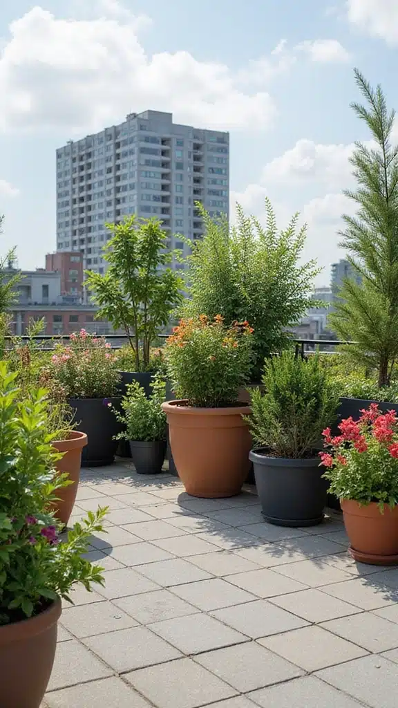 18 Rooftop Patio Designs with Greenery That Will Turn Your Space into an Urban Retreat! - 12. Stylish Planters