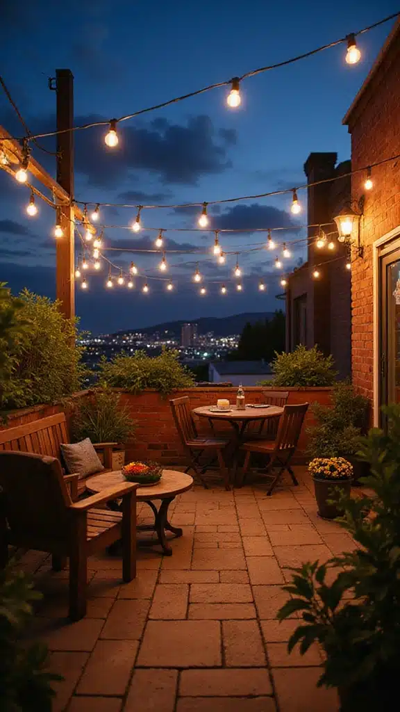 18 Rooftop Patio Designs with Greenery That Will Turn Your Space into an Urban Retreat! - 17. Integrated Lighting