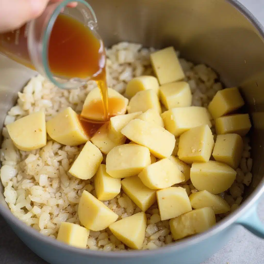Delicious Cheesy Potato Soup Recipe: Warm Up with This Easy Meal - Step 3: Add Potatoes and Stock