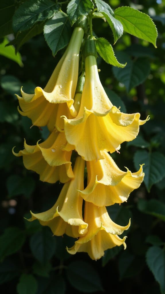 tropical yellow trumpet flowers