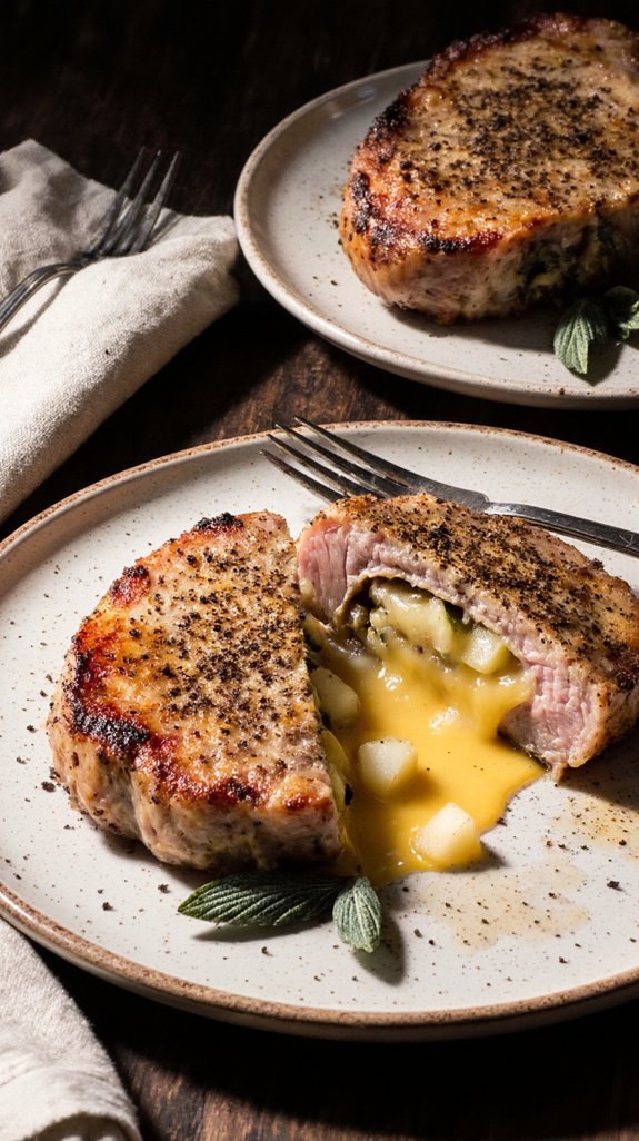 savory apple cheddar stuffed pork